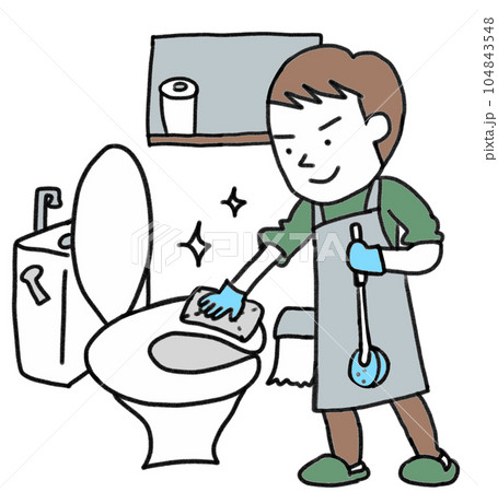 トイレ掃除をする男性 104843548