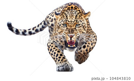 Alert leopard photo realistic illustration - Generative AI. 104843810