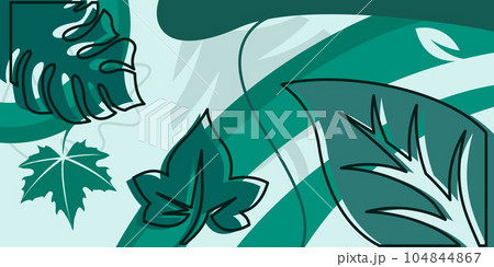 Floral seamless pattern, green color with line art and outline minimalist design vector template 104844867