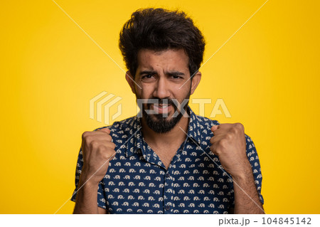 Indian man scream stress tension problem feel horror hopelessness fear surprise shock expresses rage Indian man scream stress tension problem feel horror hopelessness fear surprise shock expresses rage 104845142