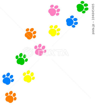 可愛い動物が歩いた肉球の足型イラスト 可愛い動物が歩いた肉球の足型イラスト 104845405