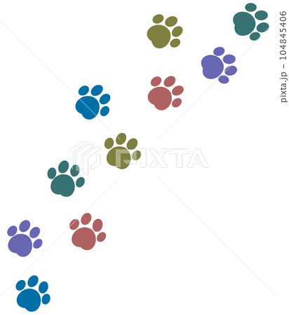 可愛い動物が歩いた肉球の足型イラスト 可愛い動物が歩いた肉球の足型イラスト 104845406