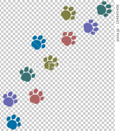 可愛い動物が歩いた肉球の足型イラスト 可愛い動物が歩いた肉球の足型イラスト 104845406