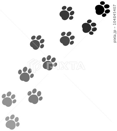可愛い動物が歩いた肉球の足型イラスト 可愛い動物が歩いた肉球の足型イラスト 104845407