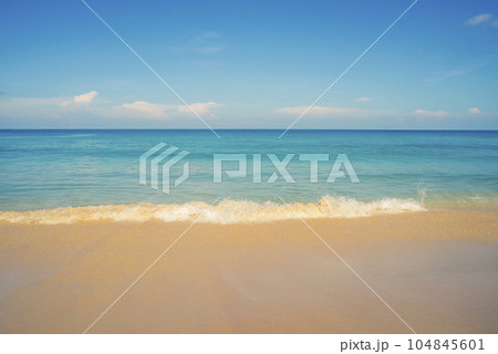 Blue sea with beach sand landscape nature in blue sky sunshine day 104845601