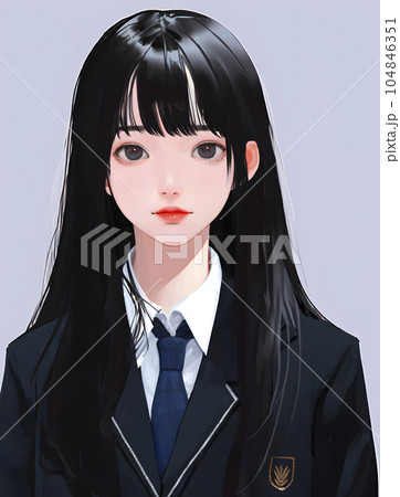 憂いを帯びた表情の女子高生の肖像画(Generative AI) 憂いを帯びた表情の女子高生の肖像画(Generative AI) 104846351