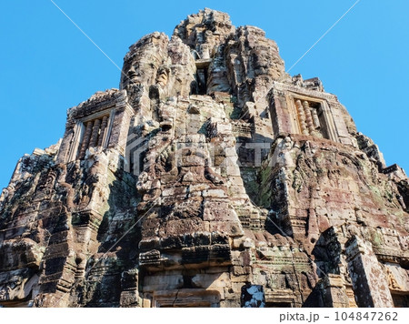 The central building of the Bayon Temple, an integral part of the ancient Khmer Empire in Cambodia. 104847262