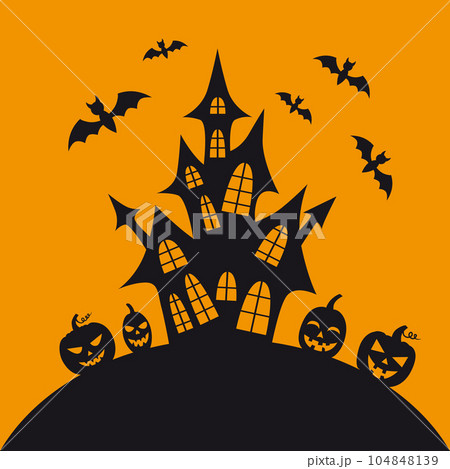 Cool background with a silhouette of a castle for Halloween. 104848139