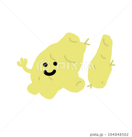 生姜のキャラクター手描きカラーイラスト素材 104848502