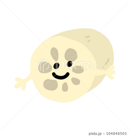 レンコンのキャラクター手描きカラーイラスト素材 104848503