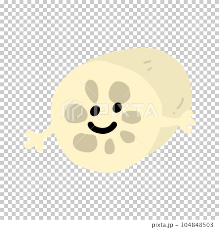 レンコンのキャラクター手描きカラーイラスト素材 104848503