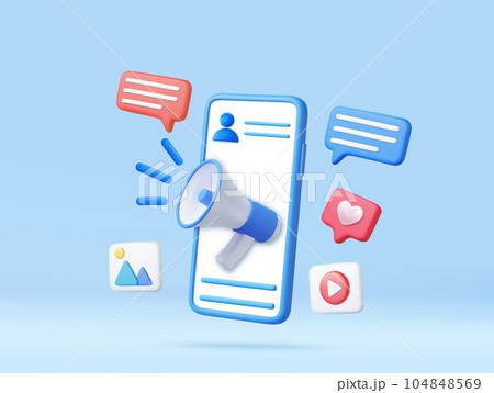 3d megaphone speaker or loudspeaker bullhorn 3d megaphone speaker or loudspeaker bullhorn 104848569