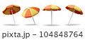 Set of Realistic detailed 3d summer sun umbrella for beach and pool. 104848764