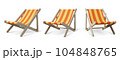 Set of Beach chaise longue for summer rest. Wooden deck chair. 104848765