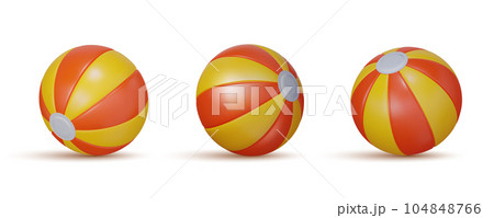 Set of Yellow-orange realistik beach ball siolated on white 104848766