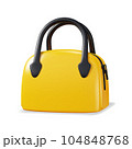 Yellow woman fashion handbag with black handles. 3d Vector realistic illustration 104848768