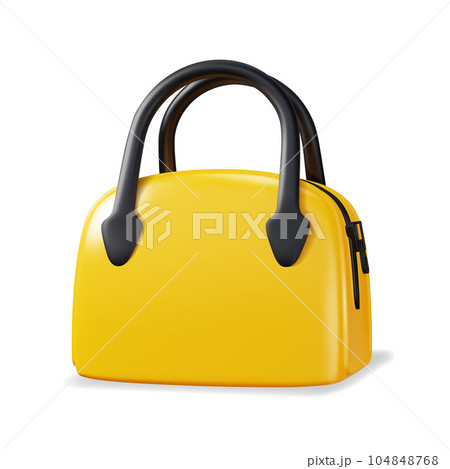 Yellow woman fashion handbag with black handles. 3d Vector realistic illustration Yellow woman fashion handbag with black handles. 3d Vector realistic illustration 104848768