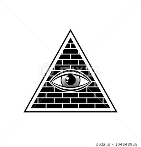 Amulet evil protection magic eye, protective amulet. Vector magic brick pyramid triangle, witchcraft talisman, esoteric mystic symbol 104848938
