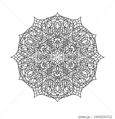 Isolated simple floral mandala. Vector ornamental illustration. Isolated simple floral mandala. Vector ornamental illustration. 104850712