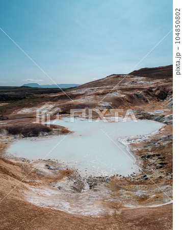 Namafjall Hverir, Geothermal Area In The Myvatn District, Iceland, Europe. Colorful volcanic area. 104850802