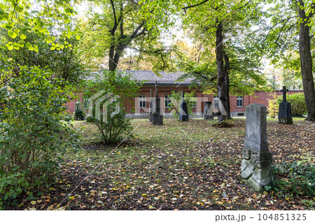 View of famous Old North Cemetery of Munich, Germany with historic gravestones. View of famous Old North Cemetery of Munich, Germany with historic gravestones. 104851325