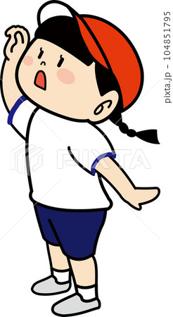 走るのをやめて何かを見つける体育着の女の子4 走るのをやめて何かを見つける体育着の女の子4 104851795