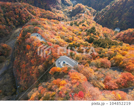 「栃木県」ドローンで日光の紅葉を空撮 「栃木県」ドローンで日光の紅葉を空撮 104852219