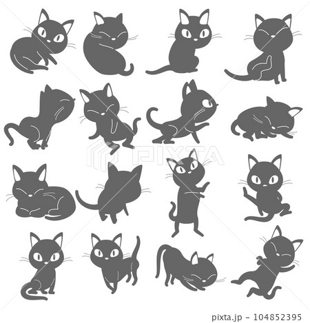 黒猫のベクターイラストセットのイラスト素材 [104852395] - PIXTA
