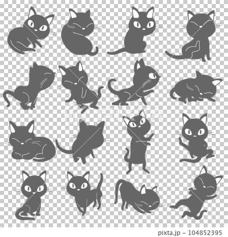 Black cat vector illustration set Black cat vector illustration set 104852395