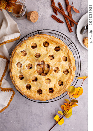 Apple pie with decorated top Apple pie with decorated top 104852985