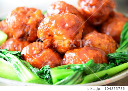 甘酸っぱいタレの肉団子 甘酸っぱいタレの肉団子 104853786