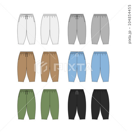 サルエルパンツ ( ハーレムパンツ ) ベクターテンプレート イラストセット 104854455