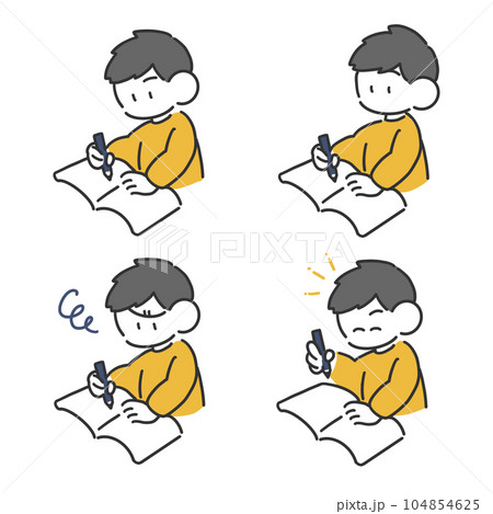 人物　勉強する子ども　男の子セット 104854625
