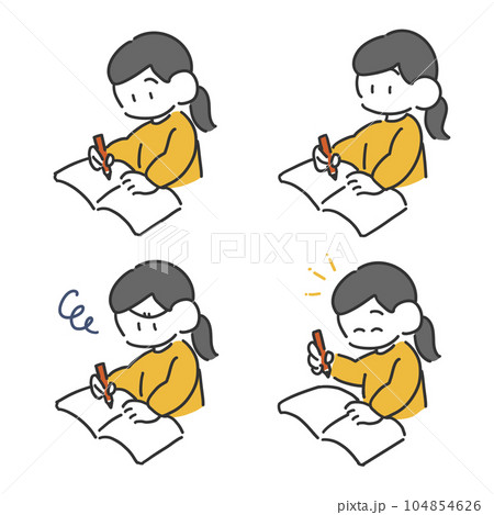 人物　勉強する子ども　女の子セット 104854626