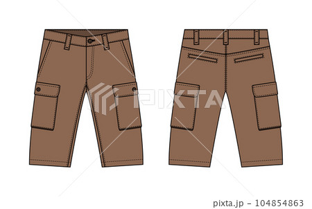 ショートパンツ ( ハーフパンツ ) ベクターテンプレートイラスト ( フロント・バック ) ショートパンツ ( ハーフパンツ ) ベクターテンプレートイラスト ( フロント・バック ) 104854863