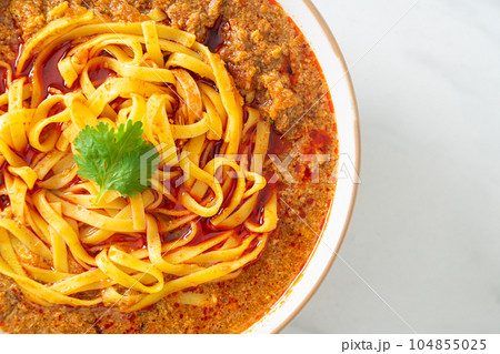 Spicy Chinese Yunnan Noodles Soup or Kwa Meng 104855025