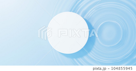 水面に浮かぶ白い円柱の台座。波紋。俯瞰。(横長) 水面に浮かぶ白い円柱の台座。波紋。俯瞰。(横長) 104855945
