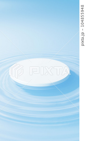 水面に浮かぶ白い円柱の台座。波紋。(縦長) 水面に浮かぶ白い円柱の台座。波紋。(縦長) 104855948