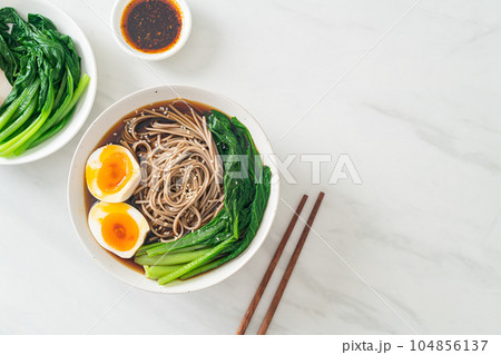 ramen noodles with egg - vegan or vegetarian food style ramen noodles with egg - vegan or vegetarian food style 104856137