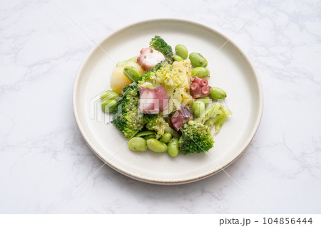 タコとブロッコリーのバジルサラダ 104856444
