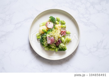 タコとブロッコリーのバジルサラダ 104856491