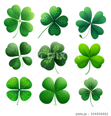 set vector illustration of green clover leaf isolate background set vector illustration of green clover leaf isolate background 104856982