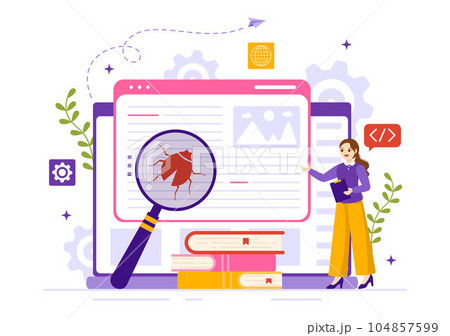 Software Testing Vector Illustration with Application Engineering, Debugging Development Process, Programming and Coding in Hand Drawn Templates 104857599