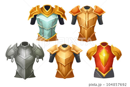 ui set vector illustration of a set of clothes and combat items of a knight isolated on white background 104857692