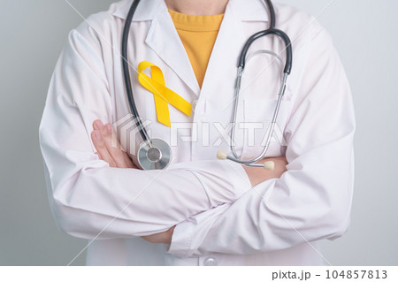 Yellow September, Suicide prevention day, Childhood, Sarcoma, bone and bladder cancer Awareness month, Yellow Ribbon for supporting people life and illness. Healthcare and World cancer day concept 104857813