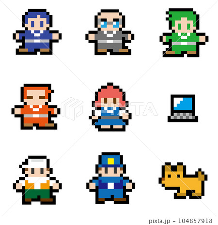 現代RPG風ドット絵 ビジネス人物セット 現代RPG風ドット絵 ビジネス人物セット 104857918