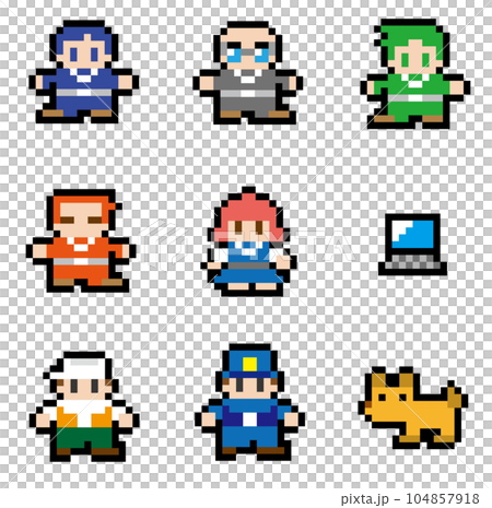 現代RPG風ドット絵 ビジネス人物セット 現代RPG風ドット絵 ビジネス人物セット 104857918