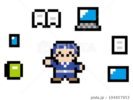 ビシネスドット絵 笑顔のビシネスマン ビシネスドット絵 笑顔のビシネスマン 104857953