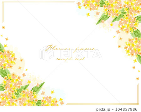 花の絵 水彩画 金色フレーム 約A4サイズ 花の絵 水彩画 金色フレーム 約