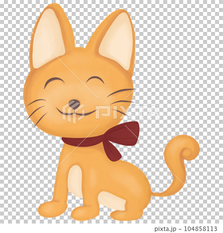 Hand draw of a Cute Yellow Cat on a White Background. 104858113
